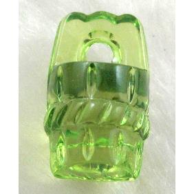 Cask Acrylic Bead,Transparent, Green