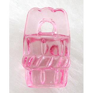 Cask Acrylic Bead,Transparent, Pink