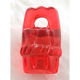 Cask Acrylic Bead,Transparent, Red