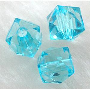 Faceted cube Acrylic Bead,Transparent, Blue