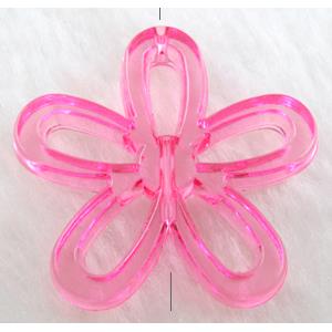 Acrylic Bead, flower, transparent, pink