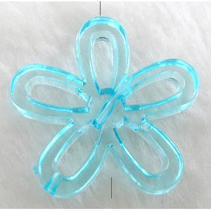 Acrylic Bead, flower, transparent, aqua