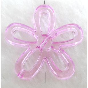 Acrylic Bead, flower, transparent, pink