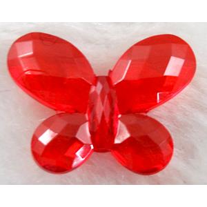 Butterfly Acrylic spacer bead, transparent, red