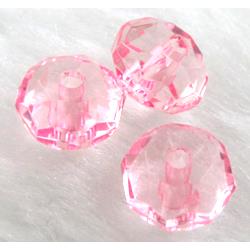 faceted rondelle Acrylic Bead, transparent, pink