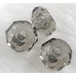faceted rondelle Acrylic Bead, transparent, gray
