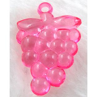 Grape Acrylic pendant, transparent, hot pink