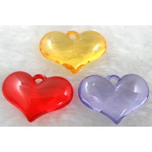 Acrylic pendant, heart, mixed color