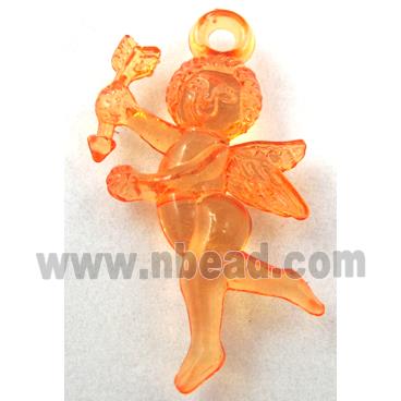 Acrylic pendant, angel, transparent, orange
