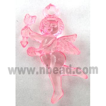 Acrylic pendant, angel, transparent, pink