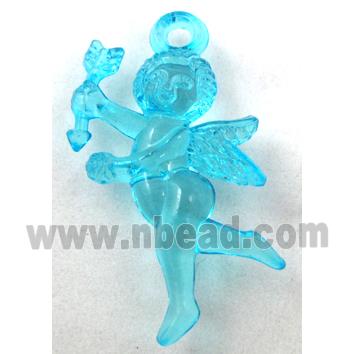 Acrylic pendant, angel, transparent, aqua