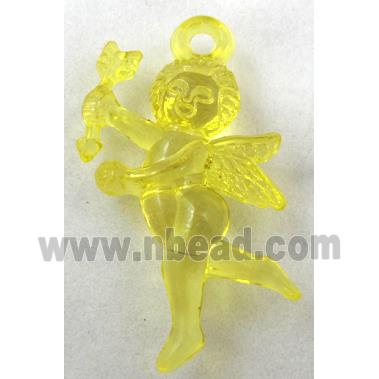 Acrylic pendant, angel, transparent, yellow