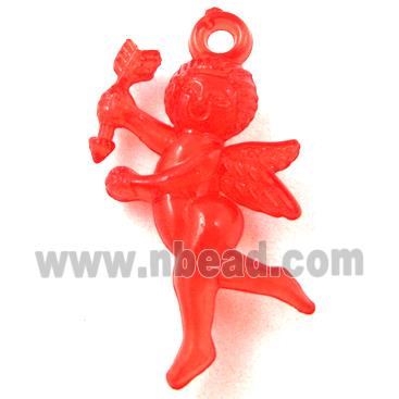 Acrylic pendant, angel, transparent, red