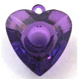 Acrylic pendant, heart, transparent, deep purple