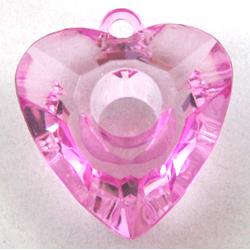 Acrylic pendant, heart, transparent, hot-pink