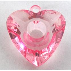 Acrylic pendant, heart, transparent, pink