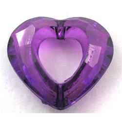 Acrylic bead, heart, transparent, deep purple