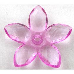 Acrylic bead, flower, transparent, purple