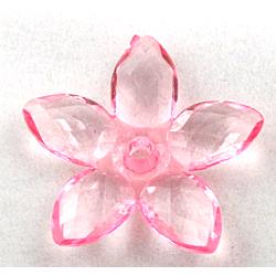 Acrylic bead, flower, transparent, pink