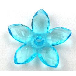 Acrylic bead, flower, transparent, aqua