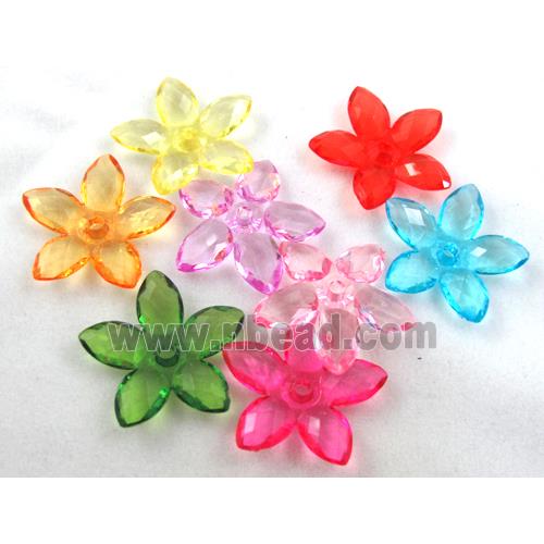 Acrylic bead, flower, transparent, mixed color