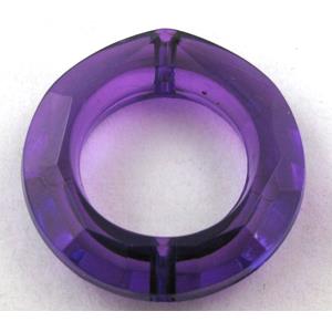 Acrylic bead, ring, transparent, deep purple