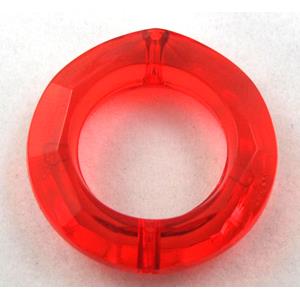 Acrylic bead, ring, transparent, red