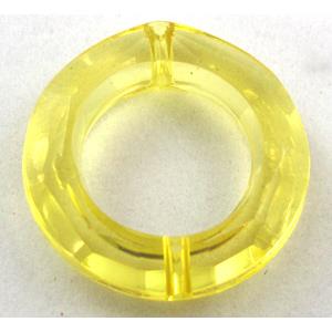 Acrylic bead, ring, transparent, yellow