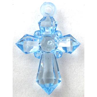 Acrylic pendant, cross, transparent, blue