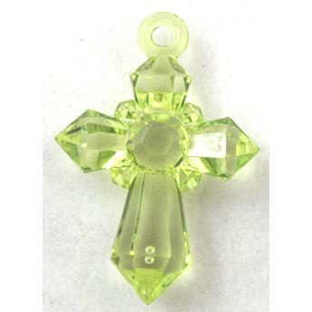 Acrylic pendant, cross, transparent, olive