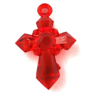 Acrylic pendant, cross, transparent, red