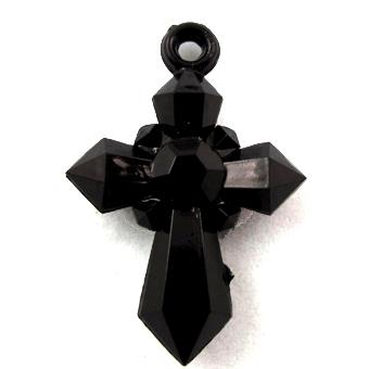 Acrylic pendant, cross, transparent, black