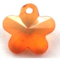 Acrylic pendant, flower, transparent, orange