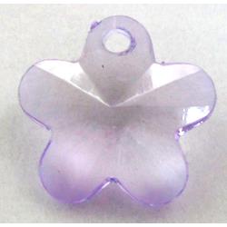 Acrylic pendant, flower, transparent, lavender