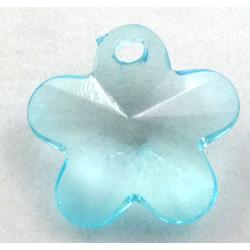 Acrylic pendant, flower, transparent, aqua