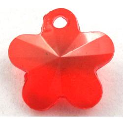 Acrylic pendant, flower, transparent, red