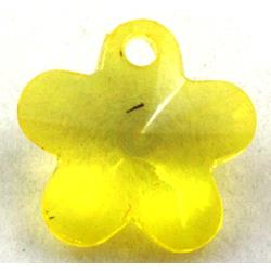 Acrylic pendant, flower, transparent, yellow