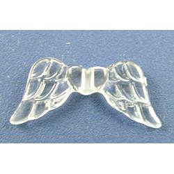 Acrylic bead, angel wing, transparent, clear