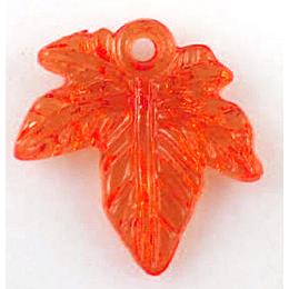 Acrylic pendant, transparent, red leaf