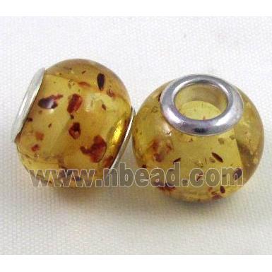 Amber Beads, NR, rondelle, yellow