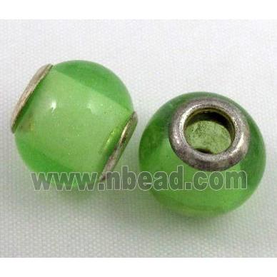 Amber Beads, NR, rondelle, green