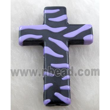 Zebra Resin Cross Beads Purple