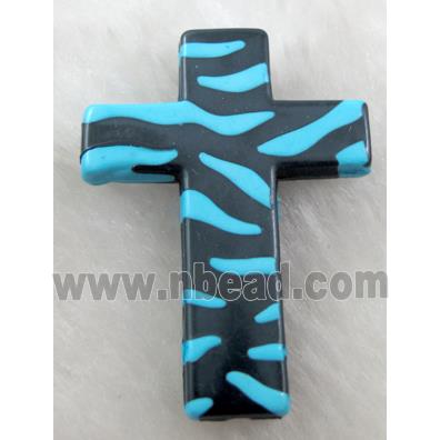 Zebra Resin Cross Beads Blue