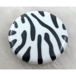 Zebra Resin Coin Beads White