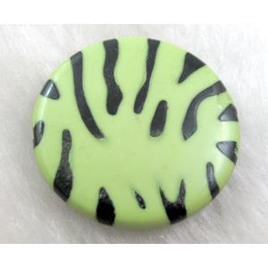 Zebra Resin Coin Beads Olive