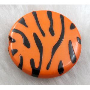 Zebra Resin Coin Beads Orange