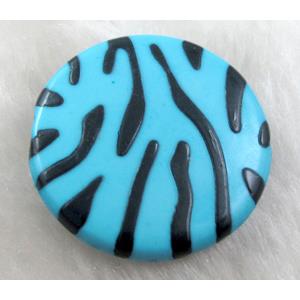 Zebra Resin Coin Beads Blue