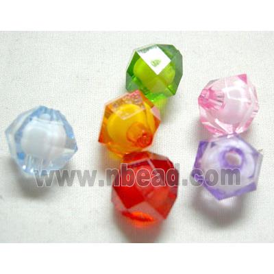Acrylic Beads, faceted round, mixed color
