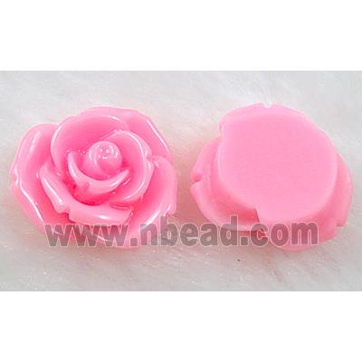 Resin Cabochon, rose-flower, pink, flat-back