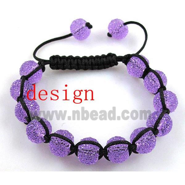 resin rhinestone bead, rondelle, purple